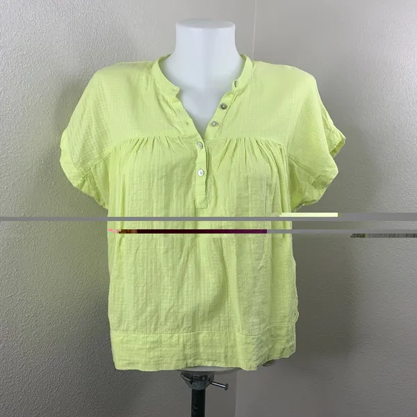 MOTHER Neon Yellow/green The Pop Your Top Street Lights Shirt Button Sz S - Image 2