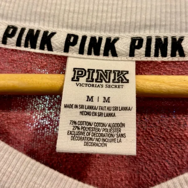 Victoria's Secret PINK Varsity V-Neck Long Sleeve Oversized Cozy Sweatshirt, M - Image 4