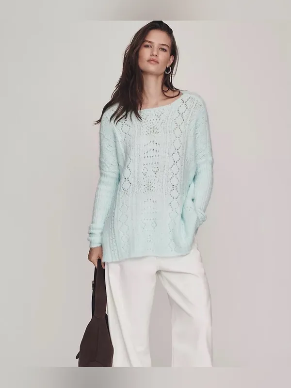 By Anthropologie Long-Sleeve Pointelle Sweater size small NWT - Image 2