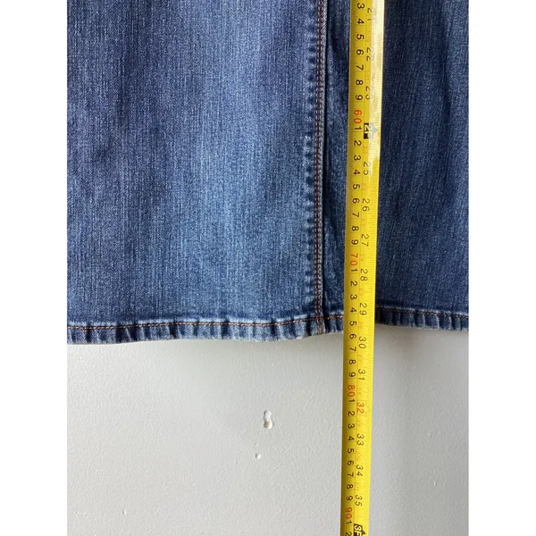 Levis 526 Slender Bootcut Jeans Medium Wash Blue Double Button Mid Rise Denim - Image 4