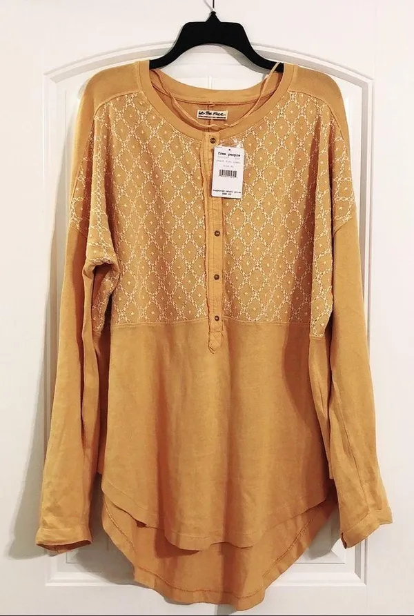 Free People Henley Long Sleeve Top Sweater, Size XL New with Tag Retail $108 - Image 6