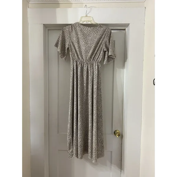 SHEIN Short Sleeve Leopard Print Long Maxi Dress Size XS 2 Teacher Modest Fun - Image 5