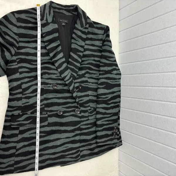 Ann Taylor Black and Green Wool Blend ‎ Zebra Blazer size 14 - Image 8