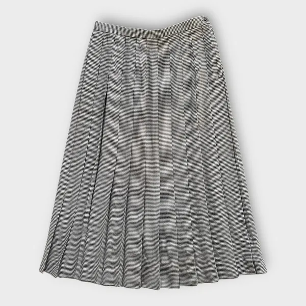 VTG Susan Bristol Black White Houndstooth Pleated Skirt Size 14 Preppy Academia - Image 2