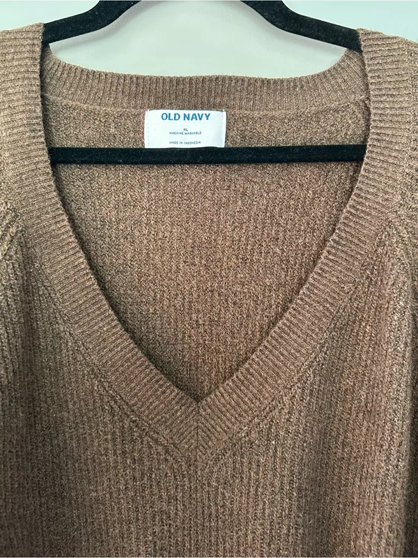 Old Navy Good V-Neck Pullover Sweater Espresso Bark Brown Size XL - Image 4