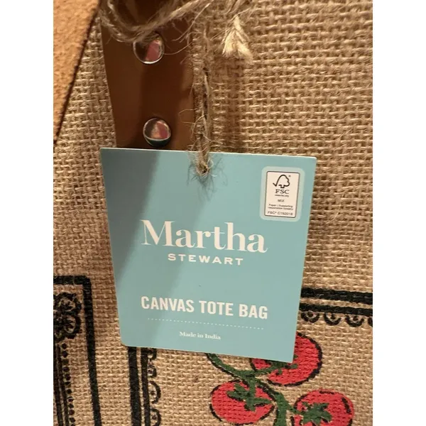 Martha Stewart Canvas Tomato Seeds Tote Bag. Styled like a rustic jute - Image 2