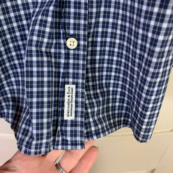 HOLE Abercrombie & Fitch Womens Blue Plaid Cotton Button Down Shirt LS - Image 5