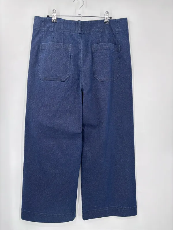 Anthropologie NWOT The Maeve Colette Sparkle High-Rise Wide-Leg Cropped Jeans - Image 4