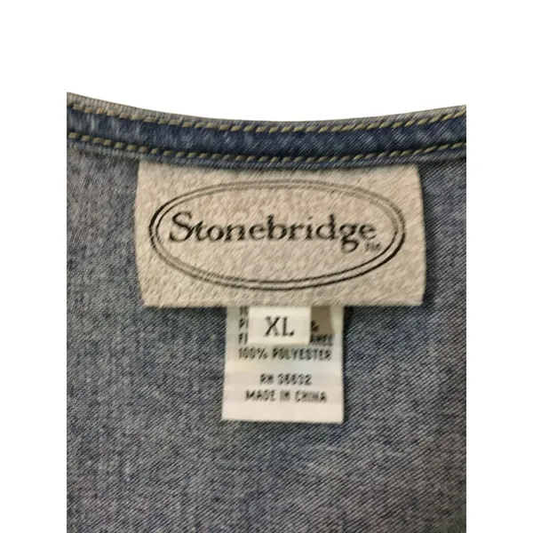 Stonebridge Denim Vest Womens XL Purse Print Western Button Front Used - Image 7