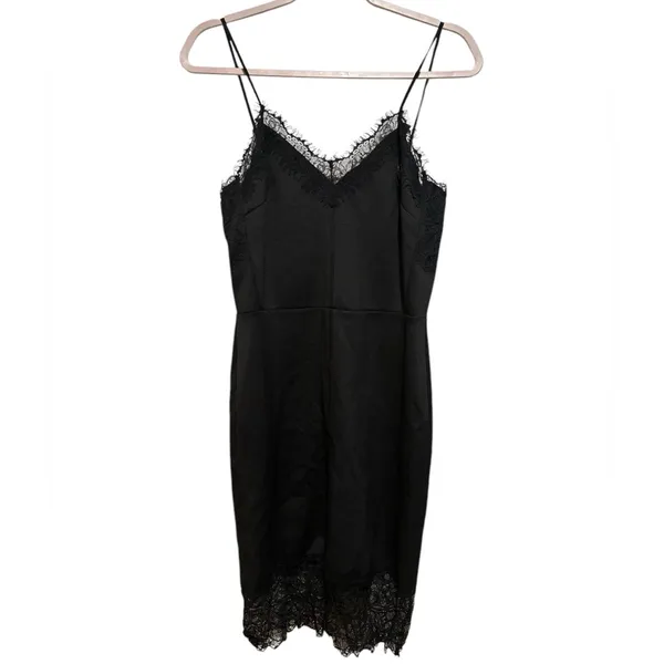 Zara W&B Collection Lacey Vneck Bodycon Spaghetti Strap Cocktail Party Dress M - Image 4
