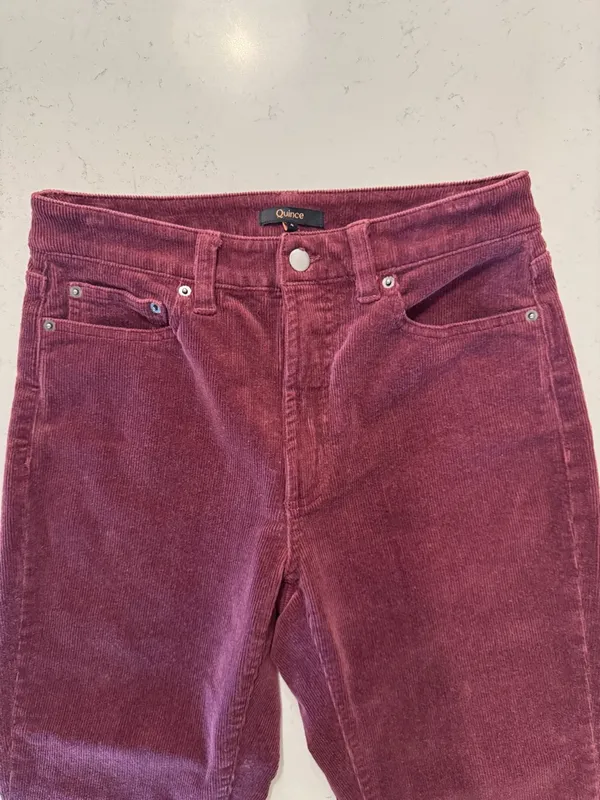 Quince Corduroy Pants Burgundy Straight Leg Organic Cotton 26 Inseam - Image 3