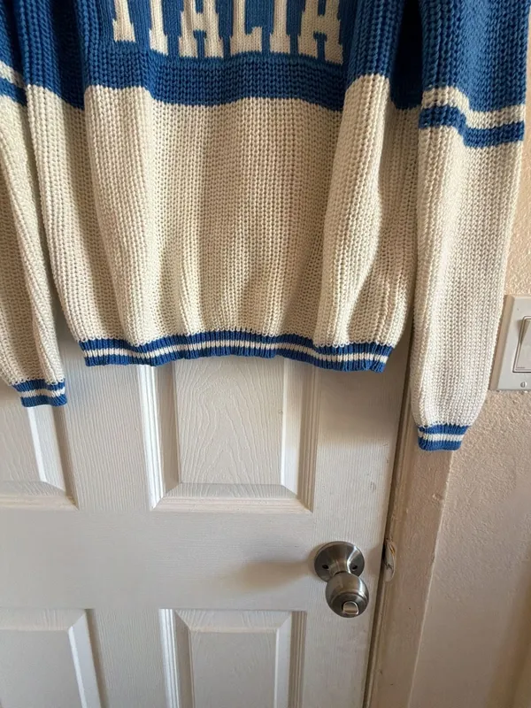 Aeropostale Italia Graphic Knit Sweater White Blue - Image 3