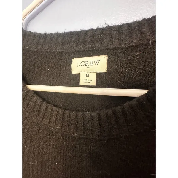 J.Crew Womens Black Extra Soft Wool Blend Crewneck Classic Fit‎ Sweater Medium - Image 2