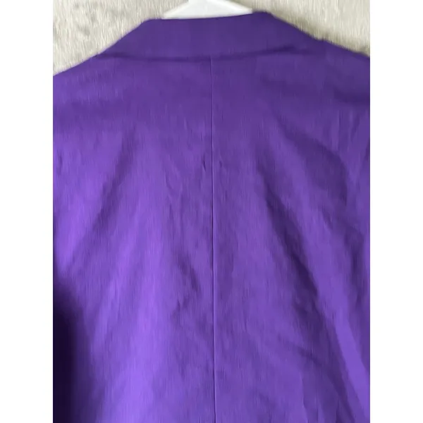 Theory Amethyst Eco Crunch Wash Purple Linen Blend Double Breasted Blazer 10 - Image 4