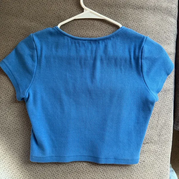 Princess Polly Bright Blue Ribbed Crewneck Crop Top - Image 2