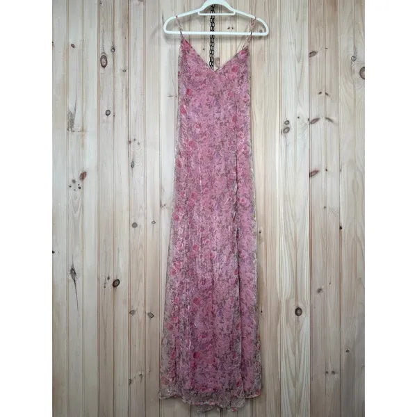 NWT Lulus Forever Dreamy Pink Floral Organza Backless Maxi Dress Gala Party XL - Image 2