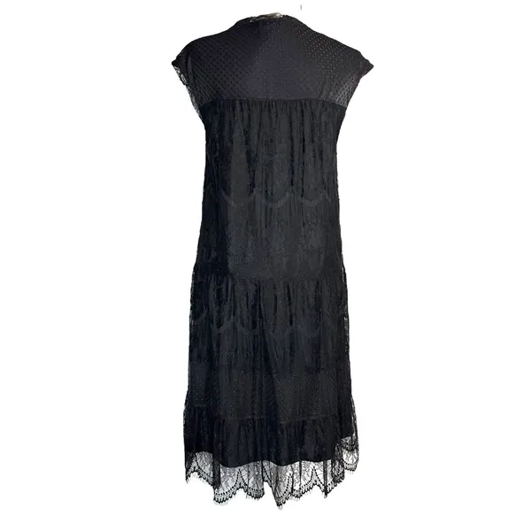 Garnet‎ Hill Babydoll Dress S Sheer Lace Overlay Bow Tie Whimsigoth Dark Fairy - Image 8