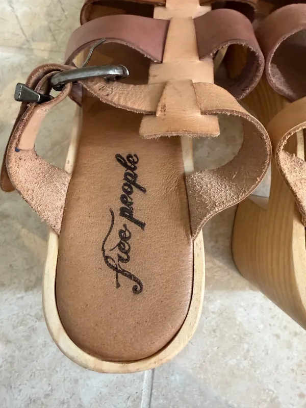 Free People Bellevue Clogs Wood Platform Shoes Sandals Size 38 / 7.5-8 - Image 9