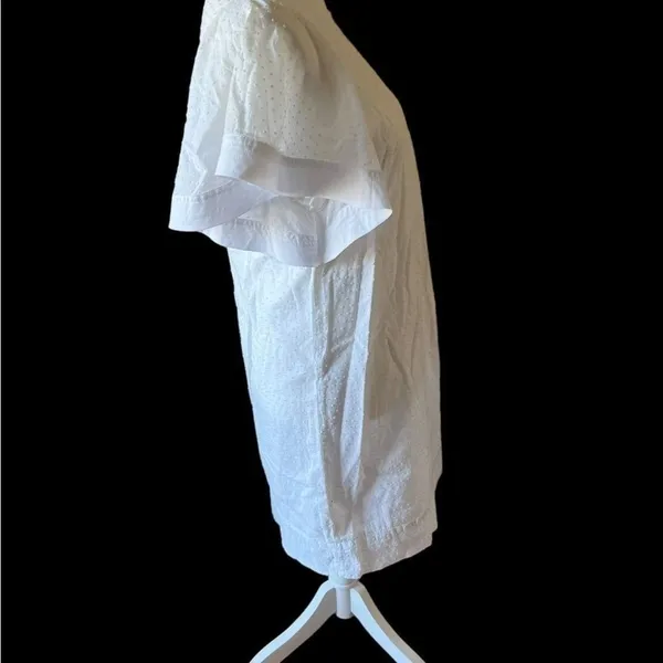 J.Crew Womens Dress White Swiss Dot Flutter Sleeve Shift Little White dress - Image 3