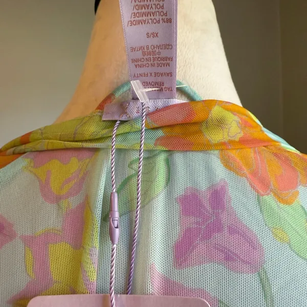 Savage X Fenty FREE SPIRIT FLORAL FULL-LENGTH‎ ROBE pink yellow small sheer NWT - Image 10