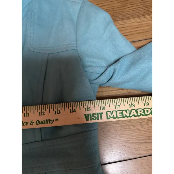 Retro Mod‎ Quiet Luxury Classic Anthropologie Tulle Wool Peacoat Tiffany Blue S - Image 5