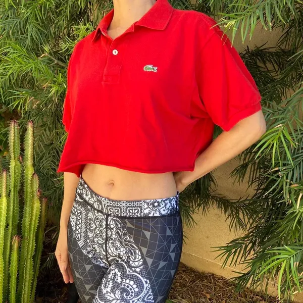 Lacoste Red Cropped Polo - Image 2
