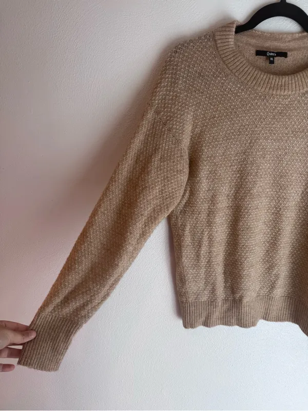 Quince Tan/Light Brown Crewneck Wool Sweater - Image 5