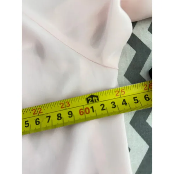Vintage Anna Kriste Blush Pink Pleated Mock Neck Short Sleeve Blouse Size 18 - Image 4