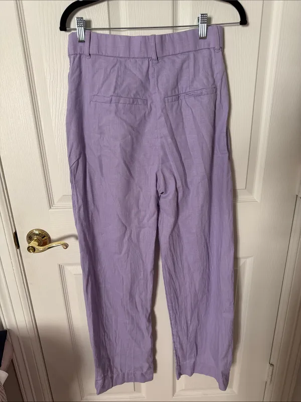 Abercrombie & Fitch Light Purple Pleated Linen blendwide leg small 6 28 - Image 3