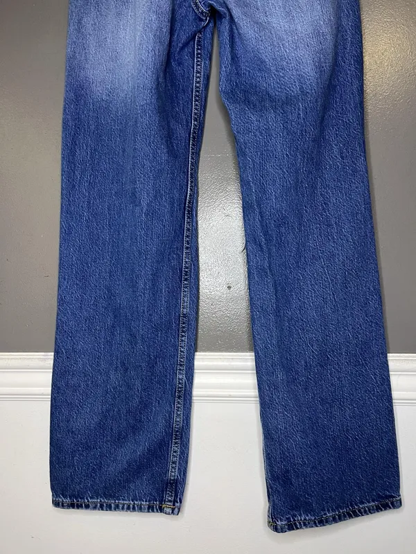 Aeropostale 90s Baggy Straight Jeans Womens 8 Medium Wash Blue Distressed Denim - Image 6