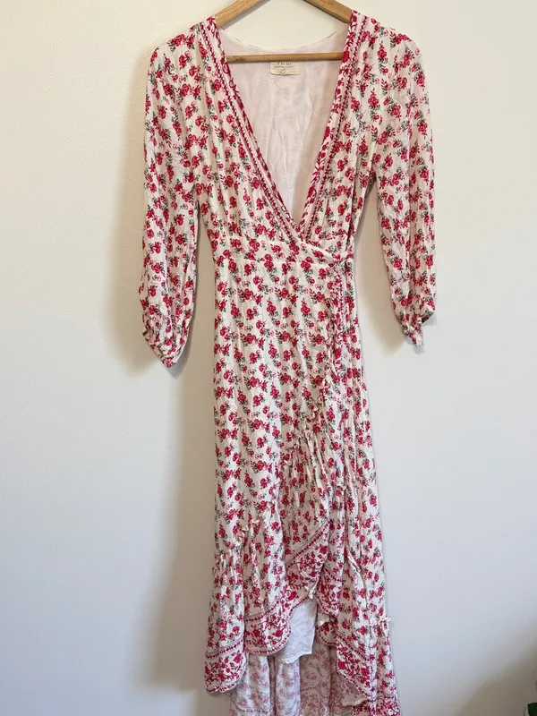 Anthropologie If By Sea Floral Wrap Midi Dress Small - Image 2