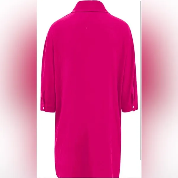 Pink Button Down 3/4 Sleeve Shirt Size M - Image 4