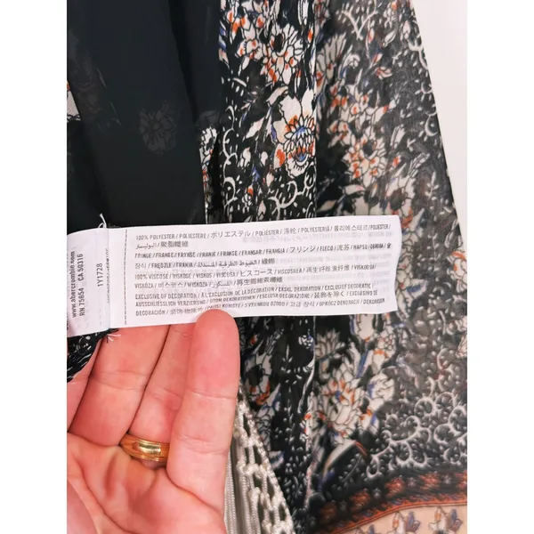 Abercrombie Boho Fringe Kimono Size XS Black Hippie Festival Coachella Western - Image 14