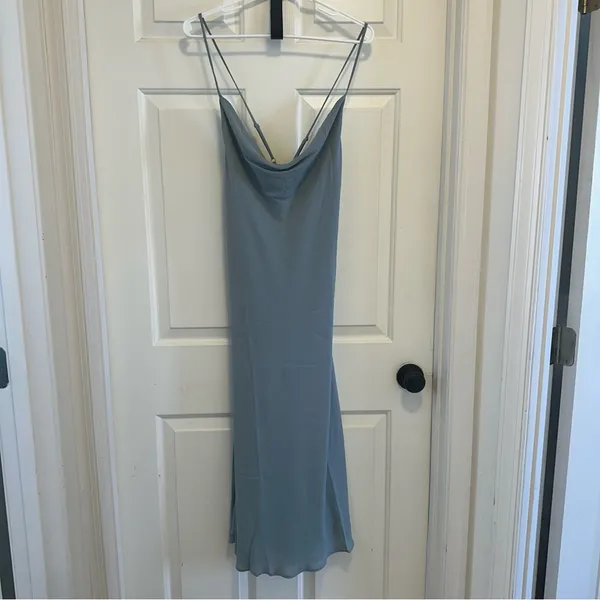 Show Me Your Mumu Verona Cowl Dress in Silver Sage Crisp Size Large - Image 3