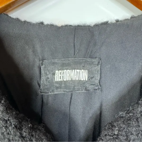 Reformation Black Fuzzy Long‎ Coat Size Small - Image 4
