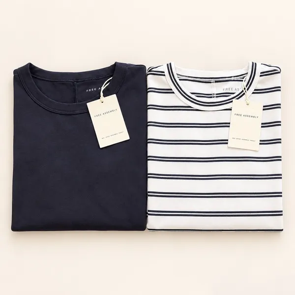 Free Assembly Womens 2-Pack Cap Sleeve Ribbed Tees Navy White Striped Small 4-6 - Image 4