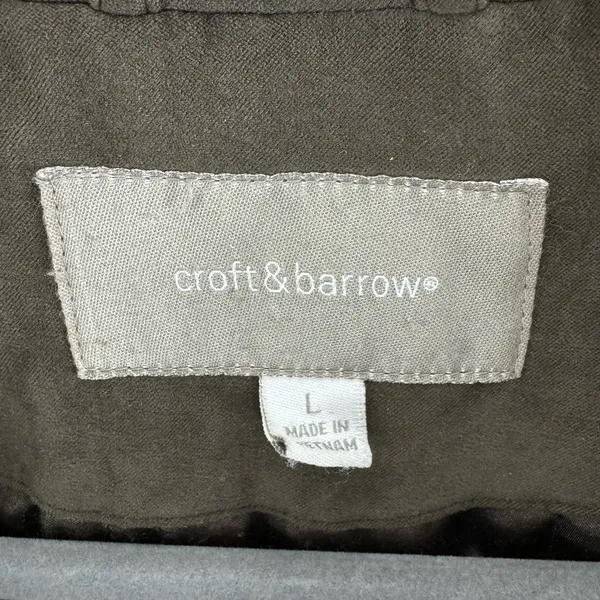 Croft‎ & Barrow Brown Full Zip Soft Faux Suede Mock Neck Jacket Pockets Size L - Image 8