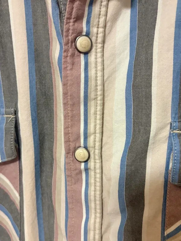 Ariat Men's Short Sleeve Striped Western Shirt — Blue, Cream & Brown Sz XXL - Image 6