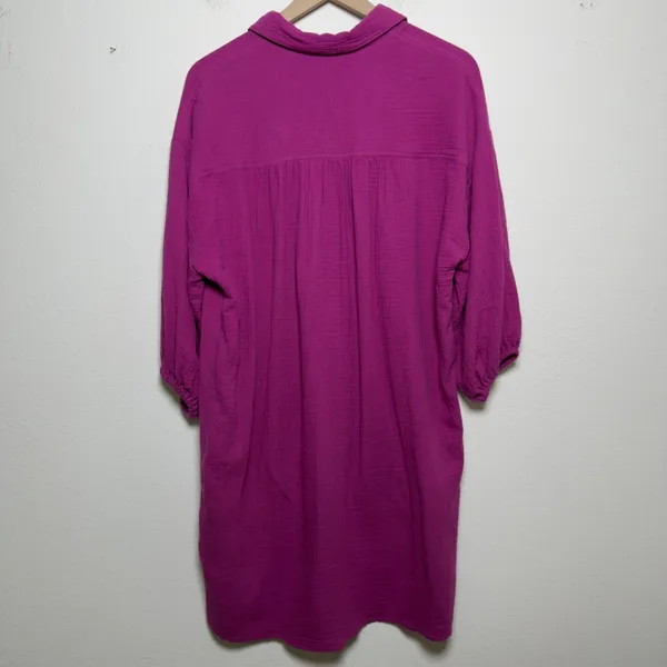 Young Fabulous and Broke‎ Women Cotton Gauze Shirt Dress Small Magenta Lagenlook - Image 8