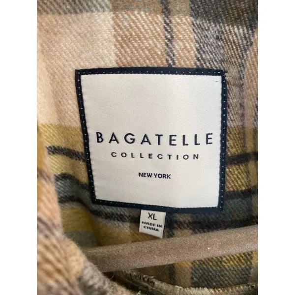 Bagatelle‎ Collection Cropped Plaid Shacket Yellow Blue XL Quiet Luxury Earthy - Image 6