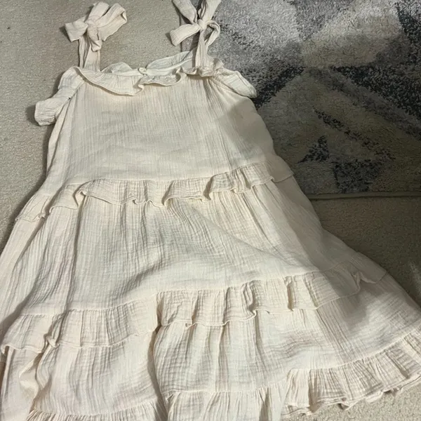 &merci tie shoulder ruffle pleated‎ dress small - Image 6