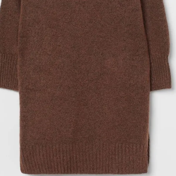 NWT H&M Knit Sweater Dress Wool Blend In Dark Brown - Image 4