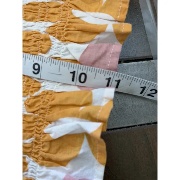 Jacquie The Label Smocked Crop Top Womens M Orange Pink Floral Puff Sleeve M - Image 7