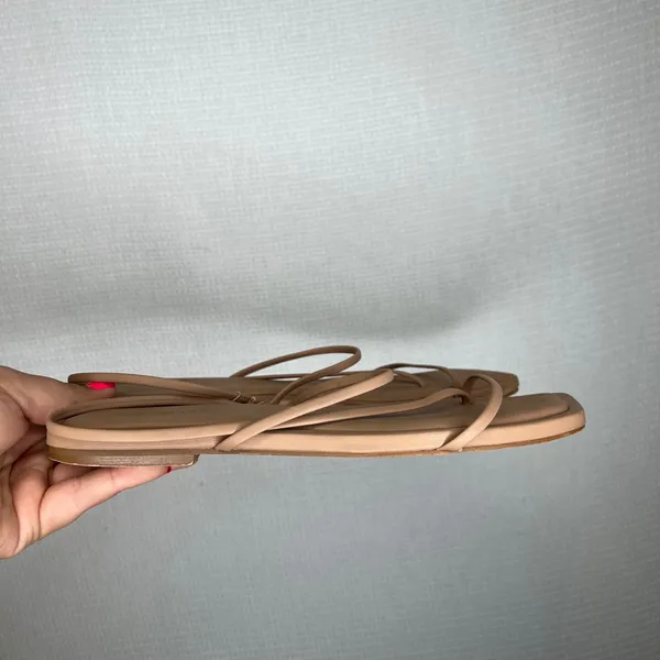 Steve Madden Lynley Flat Nude‎ Thong Strap Square Toe Sandal Flats Size 8.5 - Image 3