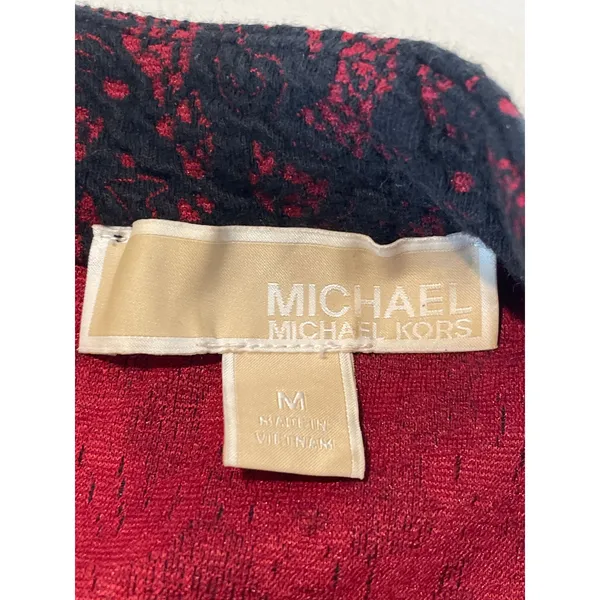 Michael Kors Mock‑Neck Sleeveless Top Size L Red Black Lace Overlay - Image 5