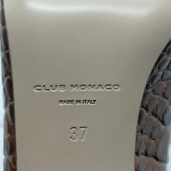 $289 NWT Club Monaco Mule Heels Women's Sz 7 Brown Croc Embossed Pointed Toe - Image 12