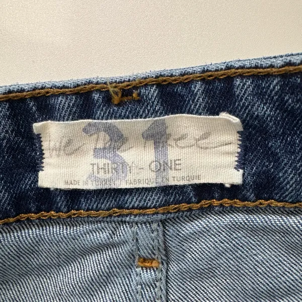 Free People Emmy Split Hem Boot Cut Jeans Size 31 Blue High Rise Raw Hem Boho - Image 12
