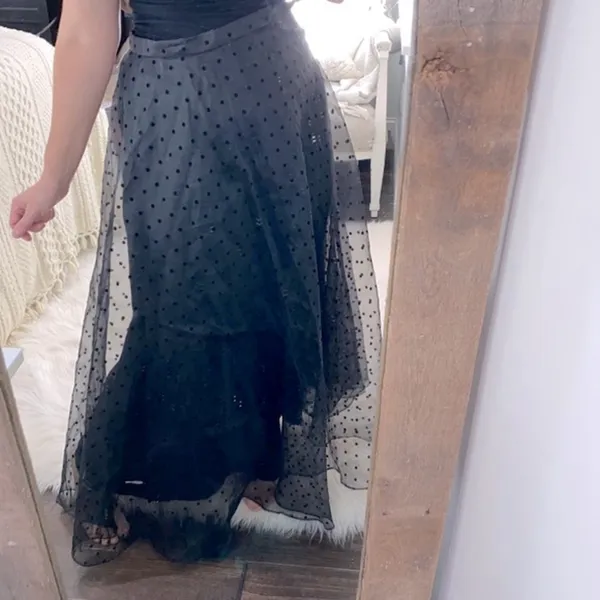 JR Nites by Caliendo black polka dot maxi skirt new with tags size 6 - Image 2