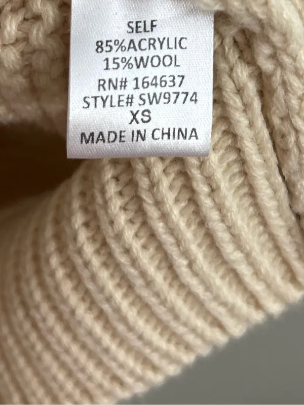 Grey Bandit Oatmeal Tan Cream Textured Knit Crewneck Chunky Cosy Sweater Medium - Image 5