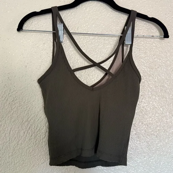 Vuori rib crop tank green Sleeveless V Neck Size XS - Image 2